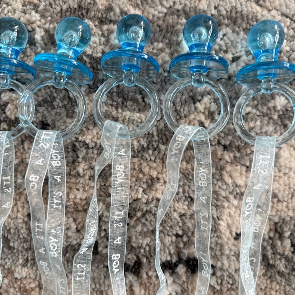 Baby Shower Items Bundle Blue And White Pacifier Clips View 4